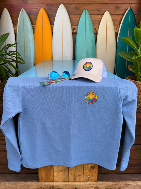 Blue Waffle Fabric Long Sleeve