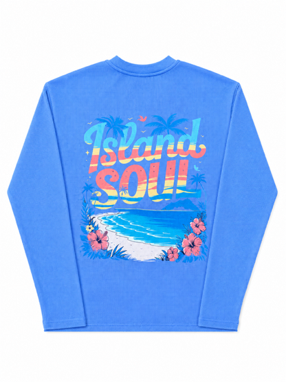 Blue Waffle Fabric Long Sleeve